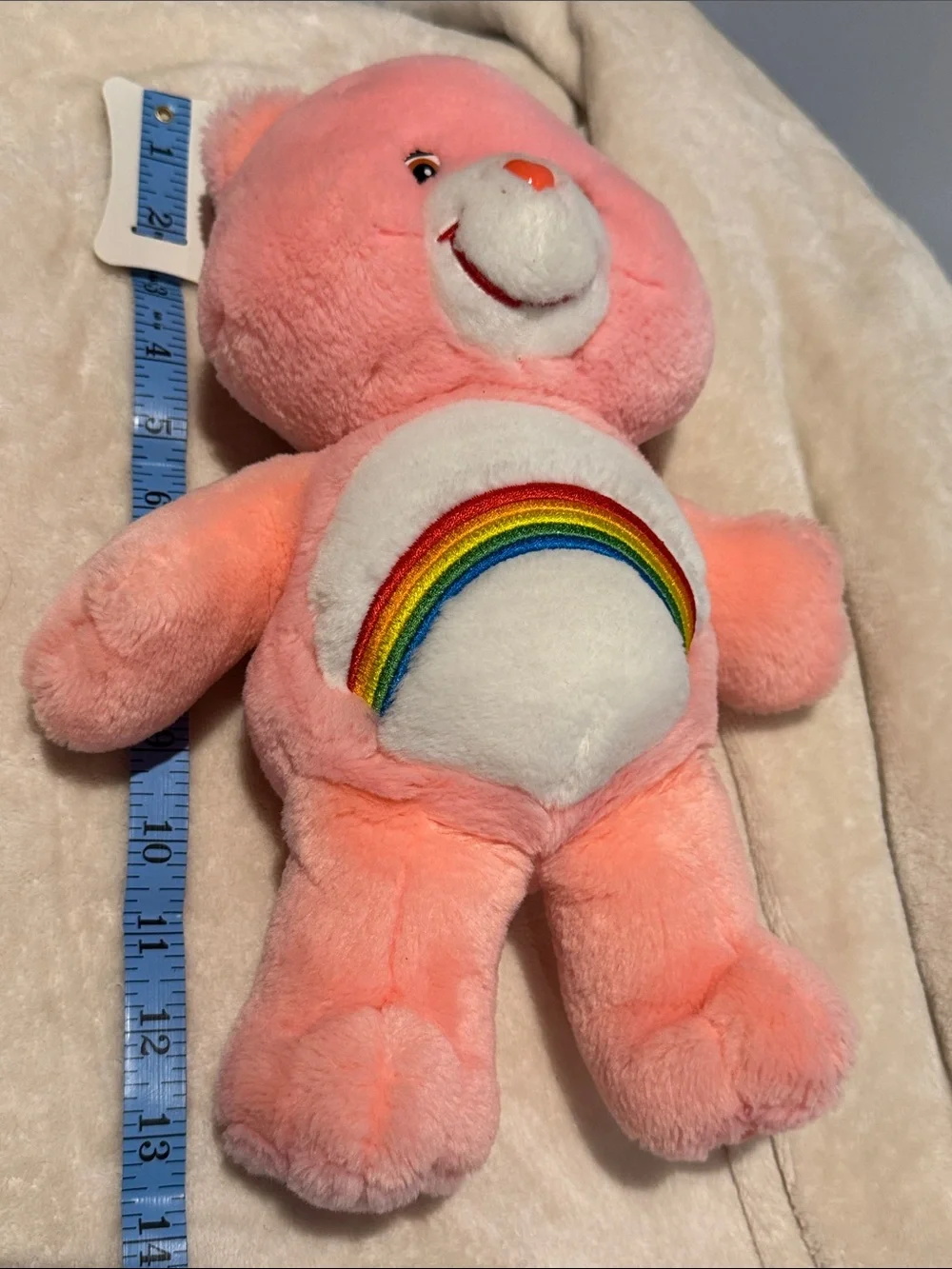 Vintage 2002 Care Bears Play Along Cheer Bear signature rainbow belly Like New